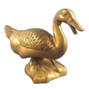 Large Heavy Brass Duck Statue  Desk Shelf Decor Pond Decor Garden Duck Figurine